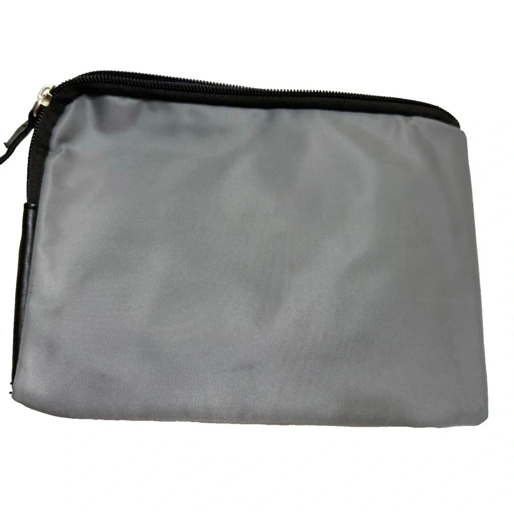 TUMI for Delta Small Gray Zip Pouch Travel Case Toiletry Storage Bag